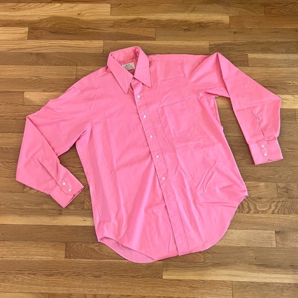 Kent Collection by Arrow Sanforized Vintage 70s PINK Dress Shirt – Men’s 16x34 - Picture 4 of 7